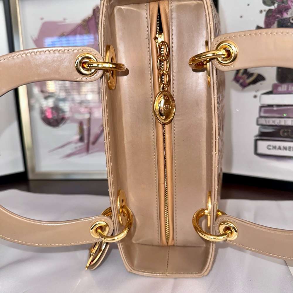 Christian Dior Tan Quilted Leather Handbag - Picture 9 of 17